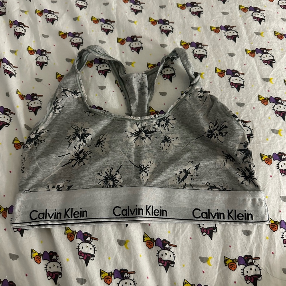 calvin klein grey floral bra size xs